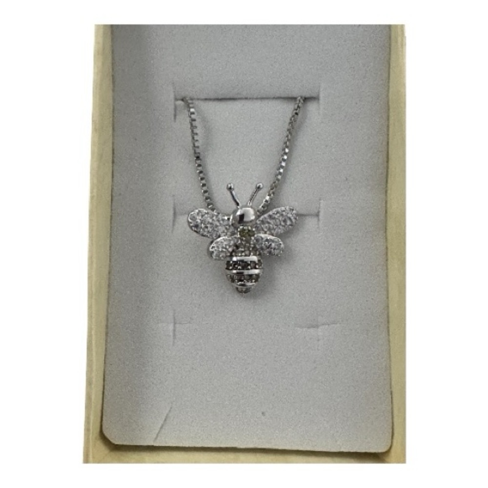 SCARLETT AND ELLA Sterling Silver Bee Pendant Necklace with Crystals w/18” Chain - Picture 5 of 8